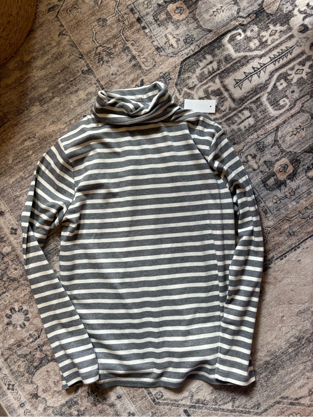 Ann Taylor Weekend Striped Turtleneck Top in gray XL NEW 2024
